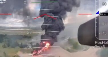 Incredible new footage of Ukraine’s Op Spiderweb shows smuggled drone taking off & swooping on Putin’s burning bombers