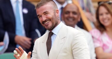 Injured David Beckham and his mum Sandra join the royal box as Rochelle and Marvin Humes join Eddie Redmayne, Sam Thompson and of course Cliff on day 1 of Wimbledon