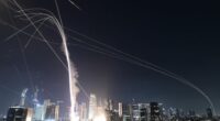 Israeli Iron Dome air defense system fires to intercept missiles over Tel Aviv, Israel, Friday, June 13, 2025. (AP Photo/Tomer Neuberg)