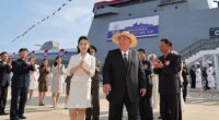 Kim Jong-un finally ‘launches a ship WITHOUT sinking it’: Despot tours ‘repaired destroyer’ a month on from humiliation