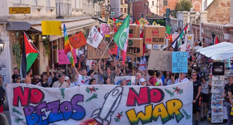 'Kisses yes, Bezos No,' protesters say, as Bezos wedding bonanza stirs controversy in Venice