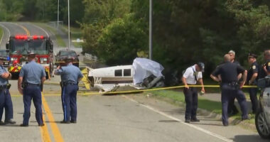 Light plane crashes near Boston leaving one person dead and second fighting for their life as feds launch probe