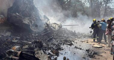 London-bound plane carrying more than 200 people crashes after takeoff in India