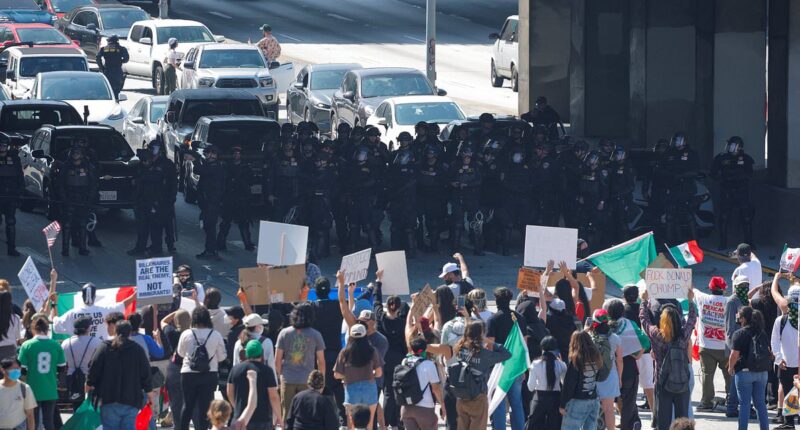 Los Angeles erupts in anarchy as protesters storm major highway and clash with law enforcement