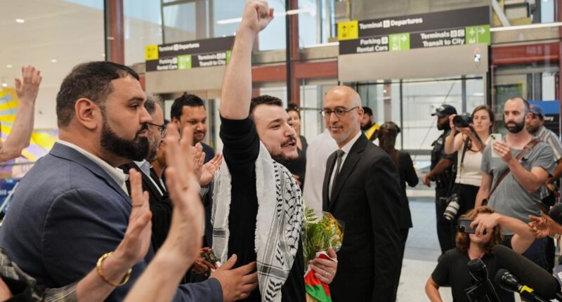 Mahmoud Khalil vows to continue protesting Israel's war in Gaza after coming back home