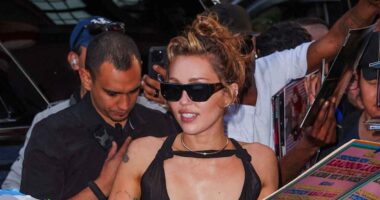 Miley Cyrus Shows Off Her Bust in Sheer Dress That Barely Covers Her Nipples