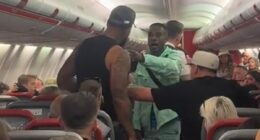 Moment 'feral' Brit tries to provoke another passenger on chaotic flight to Ibiza