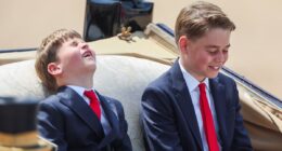 Moment cheeky Prince Louis leaves older brother George giggling during Trooping the Colour parade