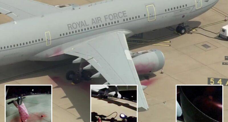 Moment pro-Palestine protesters break into RAF Brize Norton & vandalise 2 planes in ‘deeply concerning’ security breach