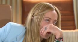 Moment slouching Italian PM Giorgia Meloni rolls her eyes as President Macron whispers to her while sat round G7 roundtable
