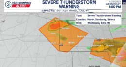 NWS issues Severe Thunderstorm Warning for several Northeast Ohio counties