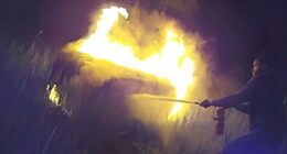 New York police officer and Good Samaritans save 68-year-old woman from vehicle engulfed in flames