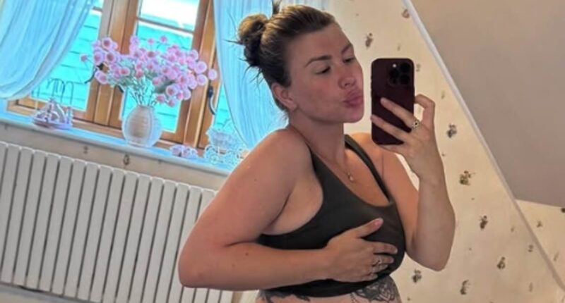 Olivia Bowen shows off her growing baby bump as she shares candid insight into final weeks of her pregnancy - ahead of welcoming daughter with husband Alex