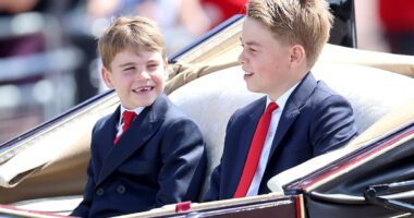 Prince Louis steals the show! Young royal makes sure all eyes are on him during RAF flypast... until big brother George steps in!