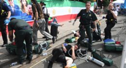 Protesters attacked outside Iranian Embassy in London as eight arrested