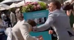 Royal Ascot descends into violence: Shocking moment pair fight each other as bloody brawl explodes in front of crowd of stunned racegoers