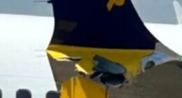 Ryanair jet from UK crashes into barrier on runway at Greek airport wrecking the Boeing 737's wing