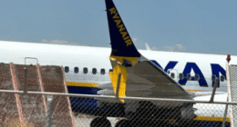Ryanair plane from UK CRASHES on runway wrecking wing moments after landing at holiday airport leaving Brits terrified