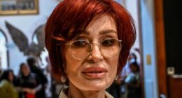 Sharon Osbourne, 72, shows off her plump pout as she attends husband Ozzy's Working Class Hero exhibition at Birmingham's Museum & Art Gallery