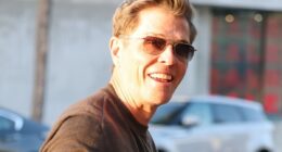 The cat that got the cream! Patrick Whitesell beams as he meets up with some pals and continues to enjoy his happy life with stunning wife Pia - as his ex Lauren Sanchez marries Jeff Bezos in Venice