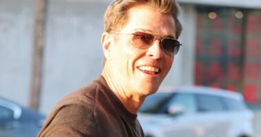 The cat that got the cream! Patrick Whitesell beams as he meets up with some pals and continues to enjoy his happy life with stunning wife Pia - as his ex Lauren Sanchez marries Jeff Bezos in Venice