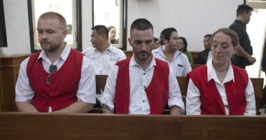 Three British nationals could face death by firing squad for allegedly smuggling cocaine into Indonesia