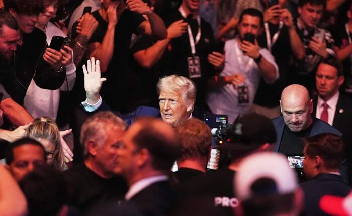 Trump attends UFC championship fight in New Jersey, taking a break from Musk feud for cage fights