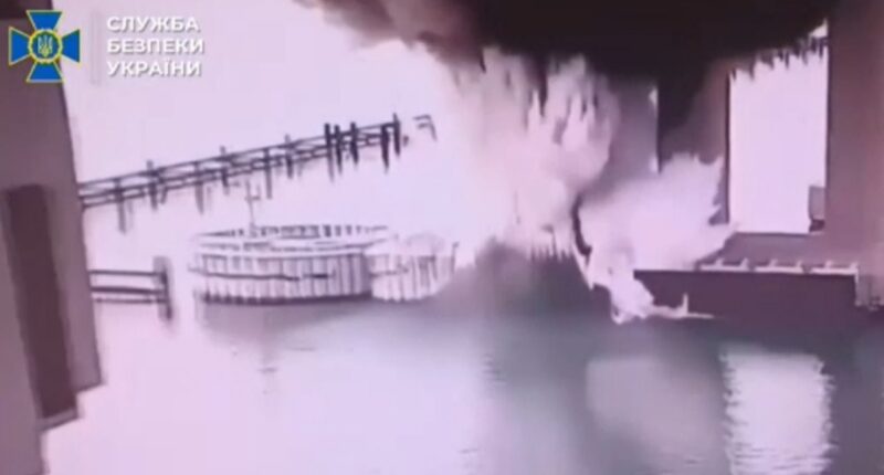Ukraine targets bridge linking Russia to Crimea with massive underwater blast, video shows