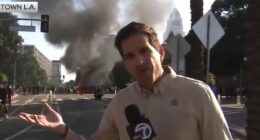 Woke reporter denies there are riots and looting in LA while chaos unfolds behind him