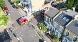 Woman, 46, is found stabbed to death inside £1.4million north London house after it was destroyed in 'gas explosion' - as police arrest man, 44, on suspicion of murder