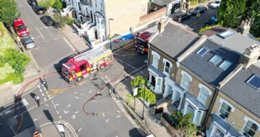 Woman, 46, is found stabbed to death inside £1.4million north London house after it was destroyed in 'gas explosion' - as police arrest man, 44, on suspicion of murder
