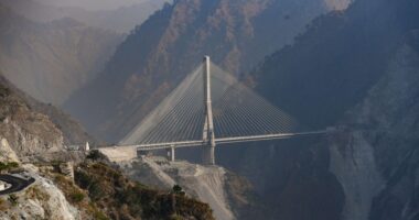 World’s tallest railway bridge higher than Eiffel Tower opens in India as £200million project hailed as ‘crown jewel’