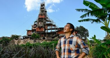 ‘World’s most stubborn neighbour’ builds giant PYRAMID on top of his home after developers demolished village around him