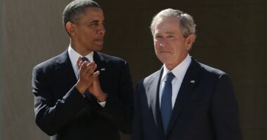 Donald Trump's 'colossal mistake' BLASTED by Obama and Bush during surprise reunion that left Bono in tears