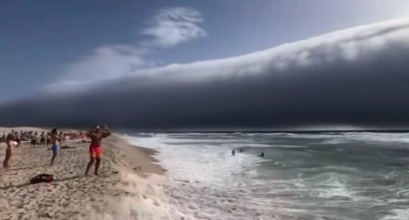 The moment rare 'roll clouds' sweep across Portugal during record heatwave - while in Italy a 'water bomb' kills one person as extreme weather hits the continent